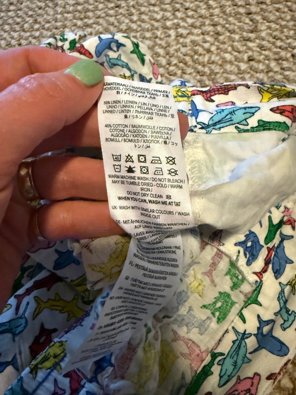 Mini Boden Cotton Linen Shorts Multi Micro Sharks 12-13Y - Picture 6 of 6